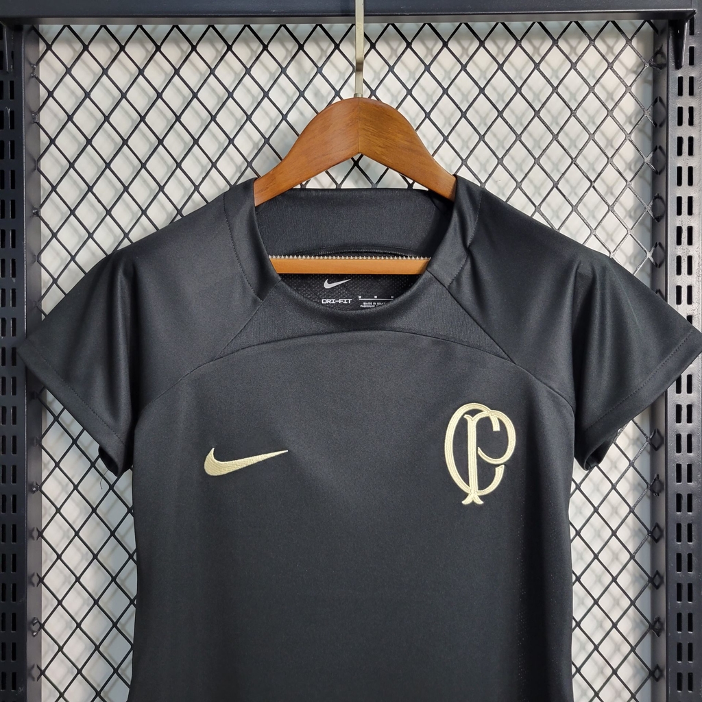 CAMISA CORINTHIANS TREINO PRETA 2023 FEMININA