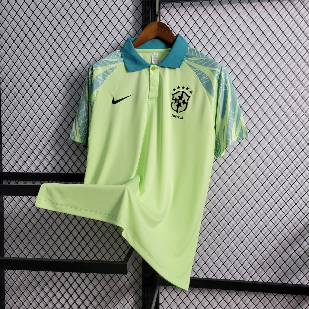 Camisa Seleção Brasil Polo Azul Claro 2022/23 Torcedor Masculina