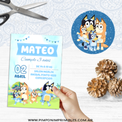 Kit Imprimible Bluey celeste - TEXTOS EDITABLES en internet
