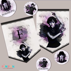 Kit imprimible Merlina Addams - Textos editables