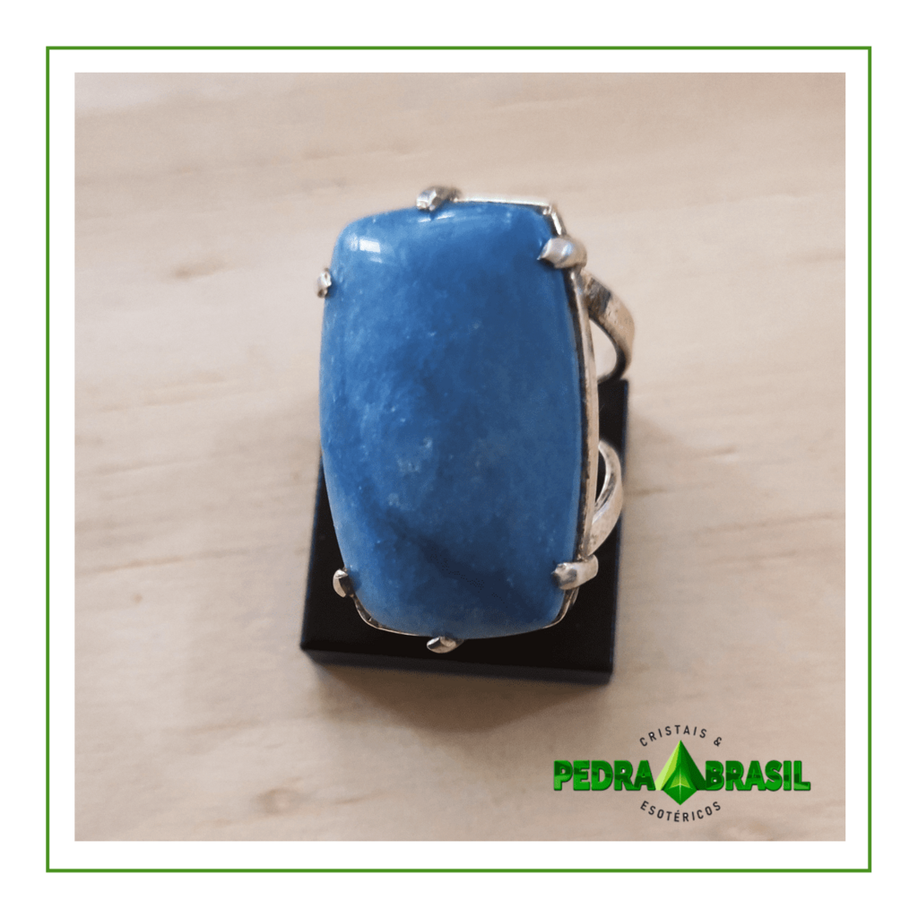 Anel Regulável em Pedra Quartzo Azul - A Pedra da Cura Emocional e Meditação