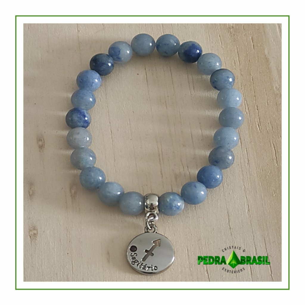 Pulseira de Signo de Sagitário – Pedra Quartzo Azul