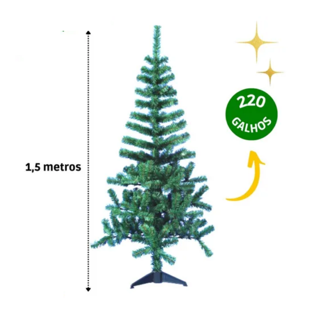 ÁRVORE DE NATAL PINHEIRO CANADENSE VERDE 1,50M 220GALHOS ÁRVORE DE NATAL PINHEIRO CANADENSE VERDE 1,50M 220GALHOS