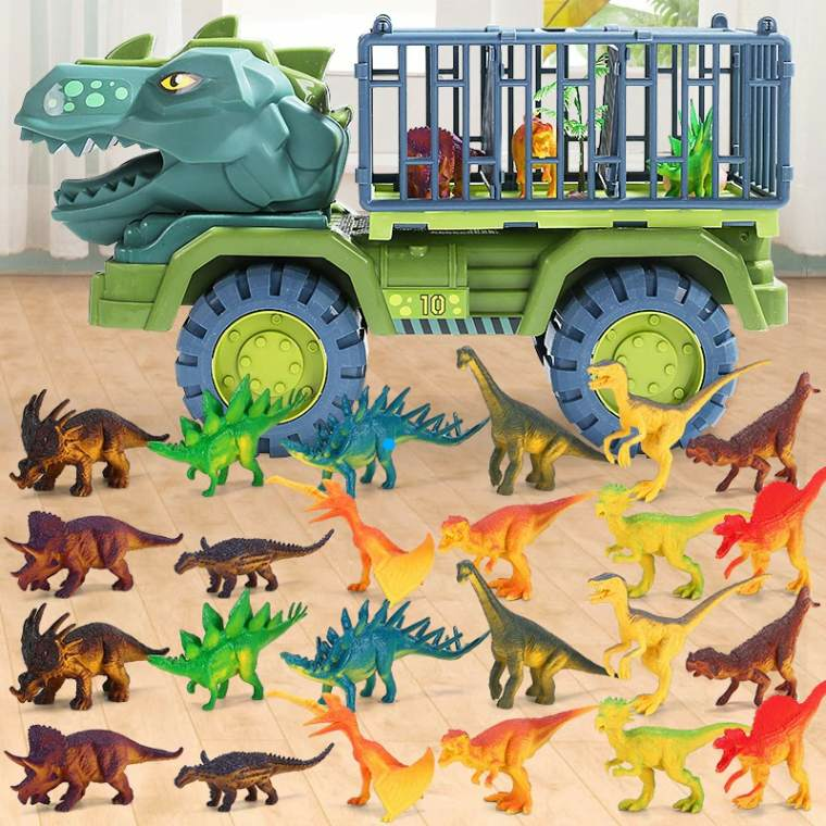 Carrinho Dinossauro Rex com 12 Dinossauros