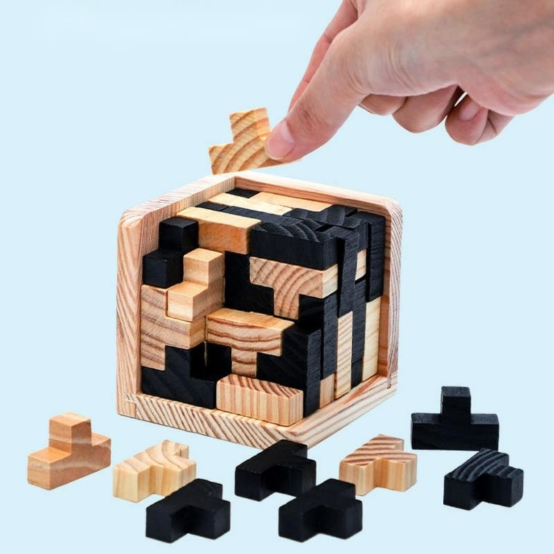 Quebra Cabeça Madeira Puzzle 3d Wood Desafio Cubo Jogo Stars - R