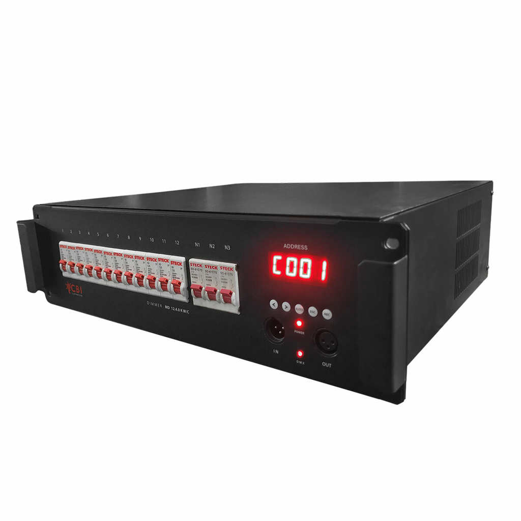Rack Dimmer Digital DMX 12 Canais 48KW