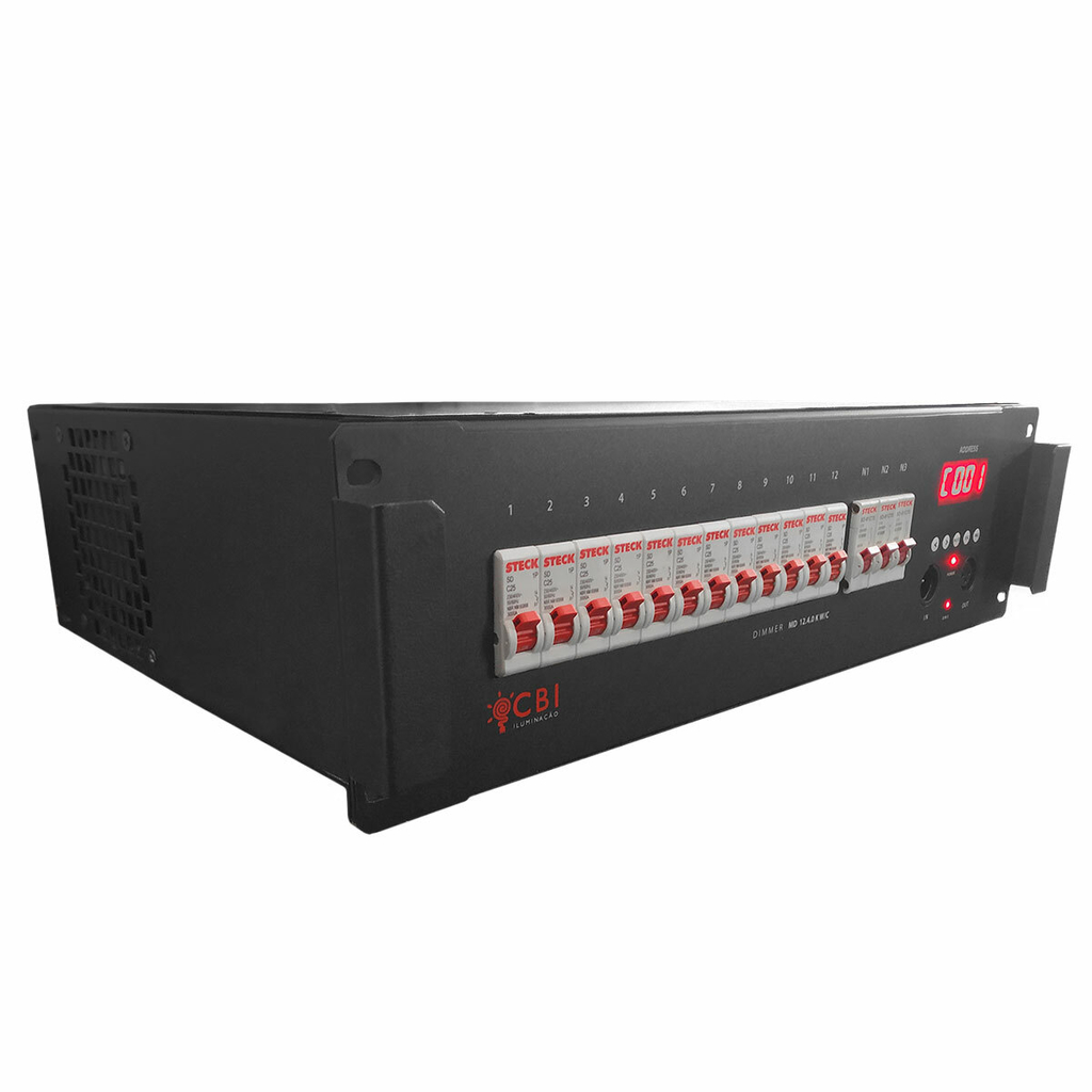 Rack Dimmer Digital DMX 12 Canais 48KW