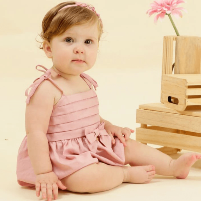 Jardineira para bebê modelo pimpão 100% Algodão Rosa Bebê Jardineira para bebê modelo pimpão 100% Algodão Rosa Bebê