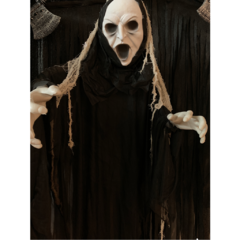 COLGANTE GRANDE FANTASMA NEGRO CON LUZ Y SONIDO