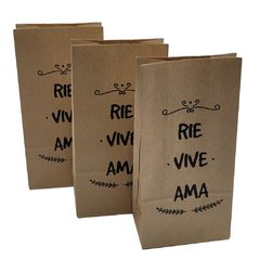 BOLSITAS SORPRESA PAPEL CON FRASE RIE VIVE AMA X 10U