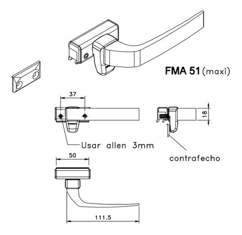 Fecho Alavanca Maxim Ar Alum Nio Linha E Fermax Branco