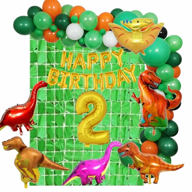 Combo Arco De Globos Dinosaurios + Frase Feliz Cumpleaños