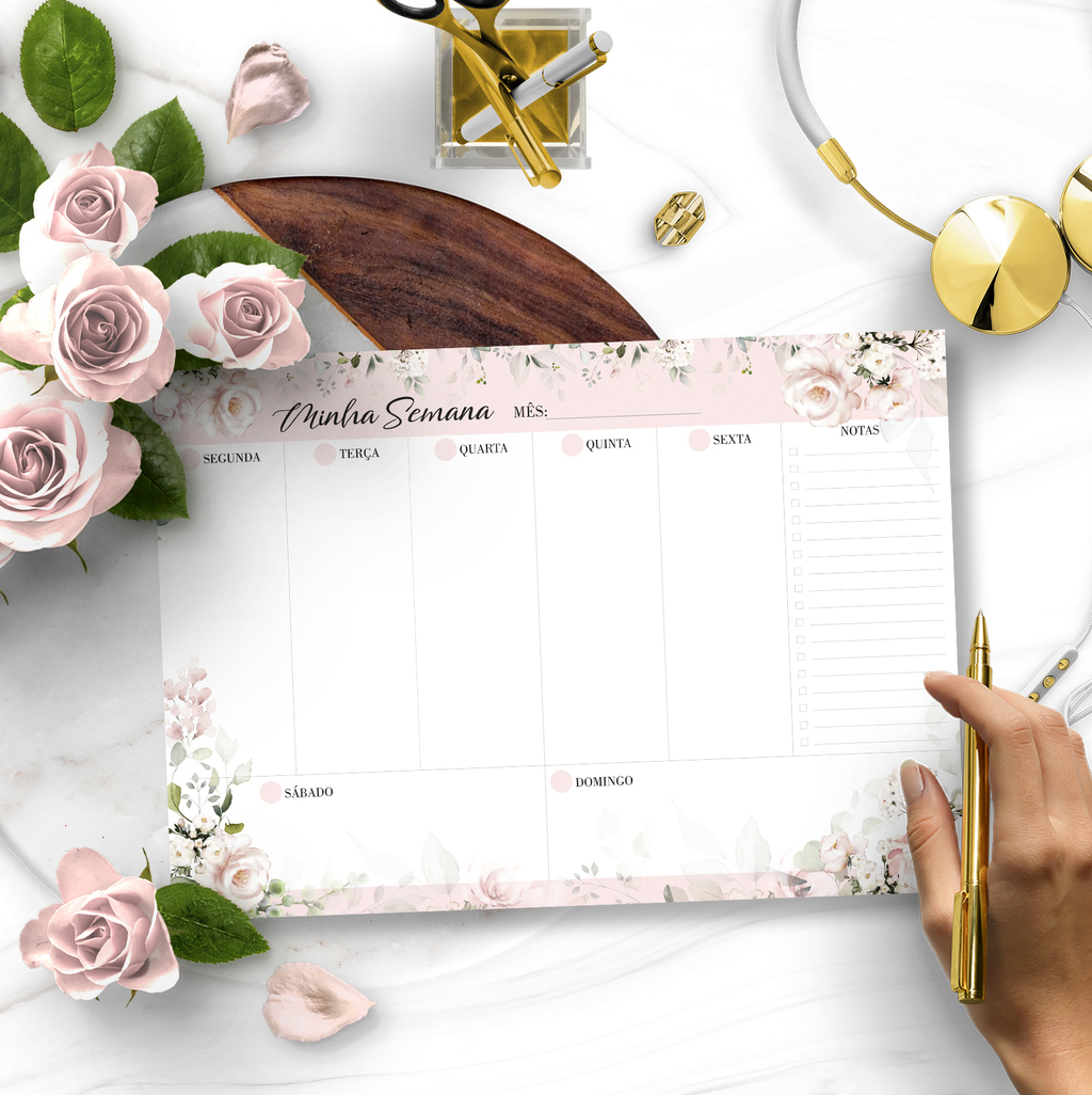 Desk Planner l Planejador Rosa - Arquivo Digital