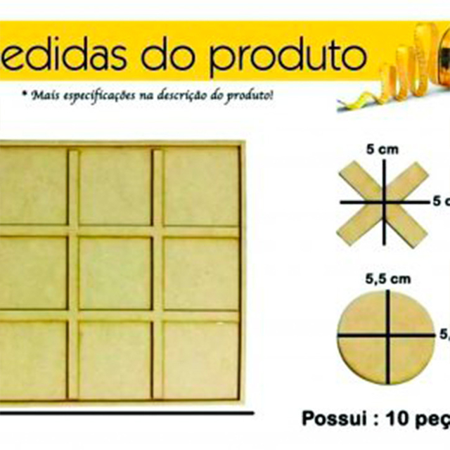 Jogo da velha em MDF - Comprar em Shopping do Braille