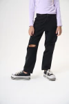 PANTALON MOM CON ROTURAS NEGRO