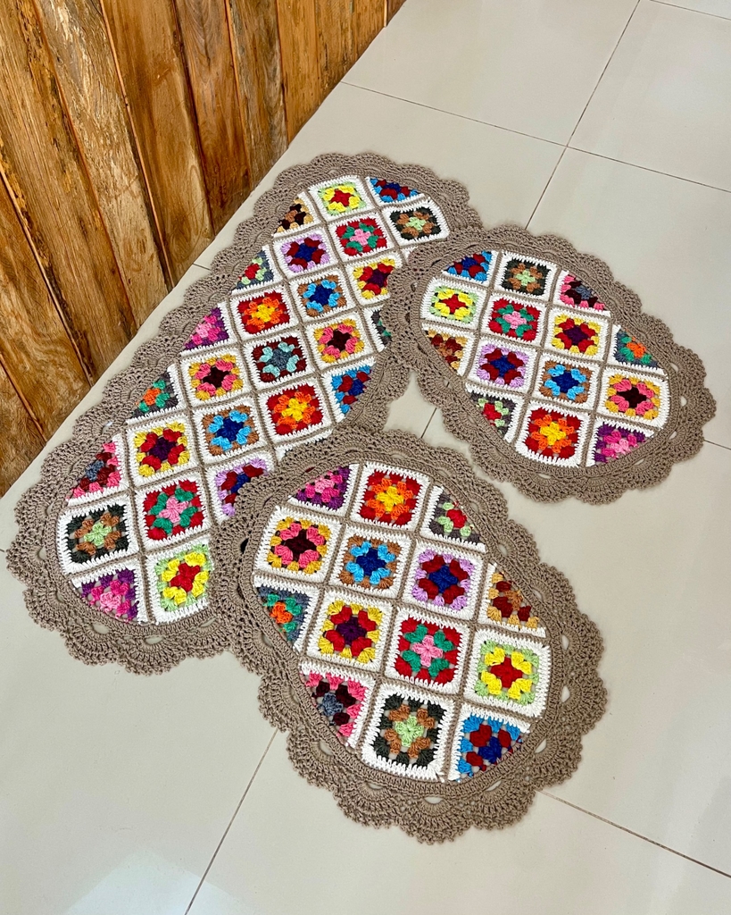 tapetes de crochê para cozinha jogo 02 peças
