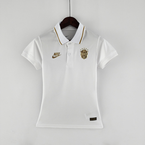 Camisa Brasil Polo - Branca e Dourada - Nike - Feminino
