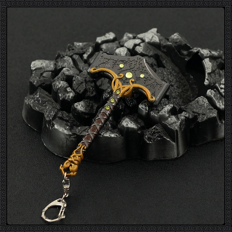 Game God of War 5 Ragnarok Keychains Thor's Hammer Mjolnir Kratos Blades of  Exile Leviathan Axe Weapon Pendant Keyring Jewelry