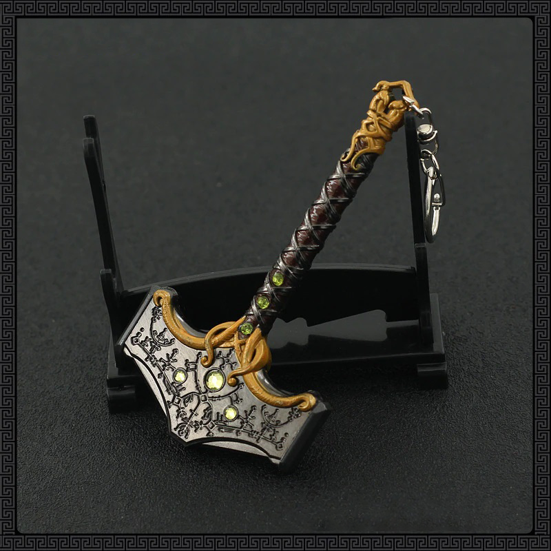 Game God of War 5 Ragnarok Keychains Thor's Hammer Mjolnir Kratos Blades of  Exile Leviathan Axe Weapon Pendant Keyring Jewelry