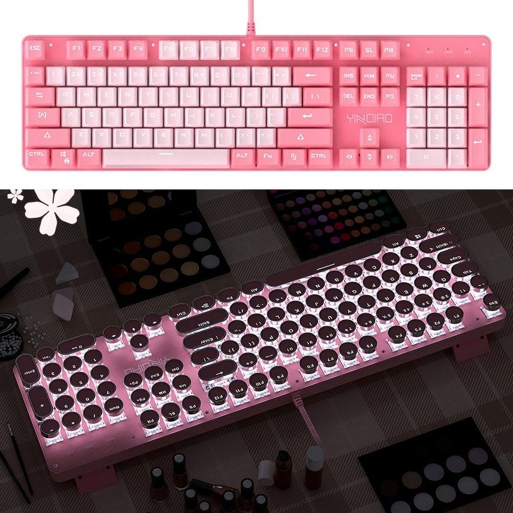 ZK-4 104 unids/set teclado mecánico ergonómico para juegos para computadora  de escritorio teclado rosa