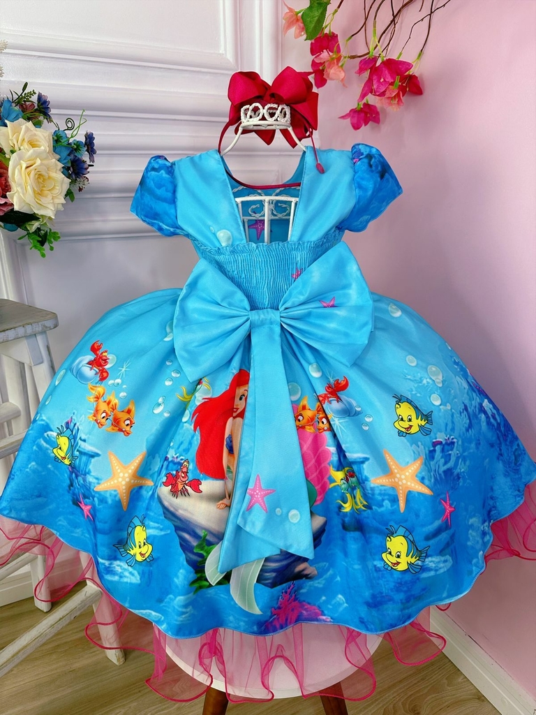 fantasia infantil personagem vestido festa infantil tematico ariel