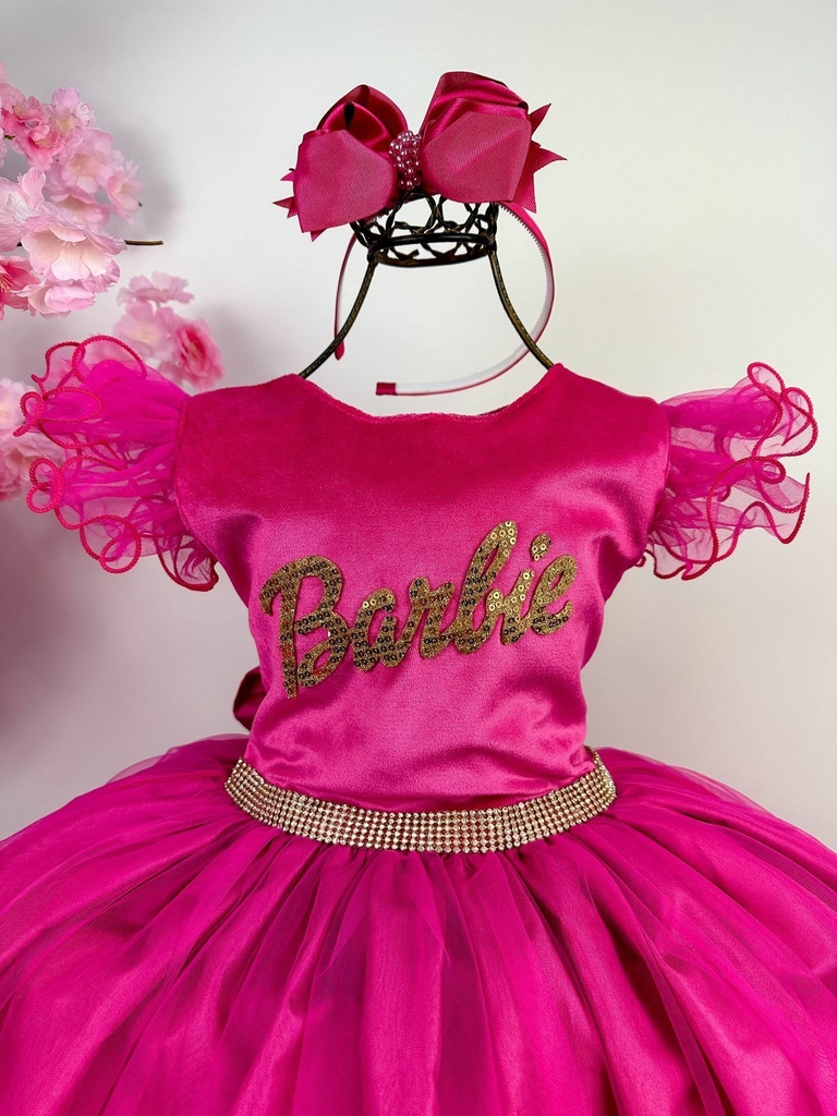 Vestido Infantil Temático Festa da Barbie Colorido - Ss boutique