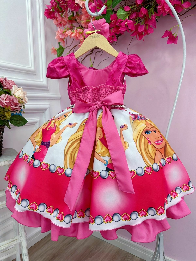 Vestido Infantil Temático Festa da Barbie Colorido - Ss boutique