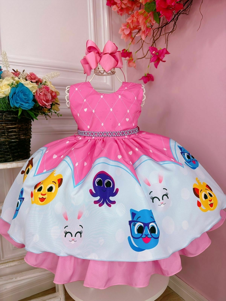 Vestido Infantil Princesa Cinderela Azul C/ Peito Strass