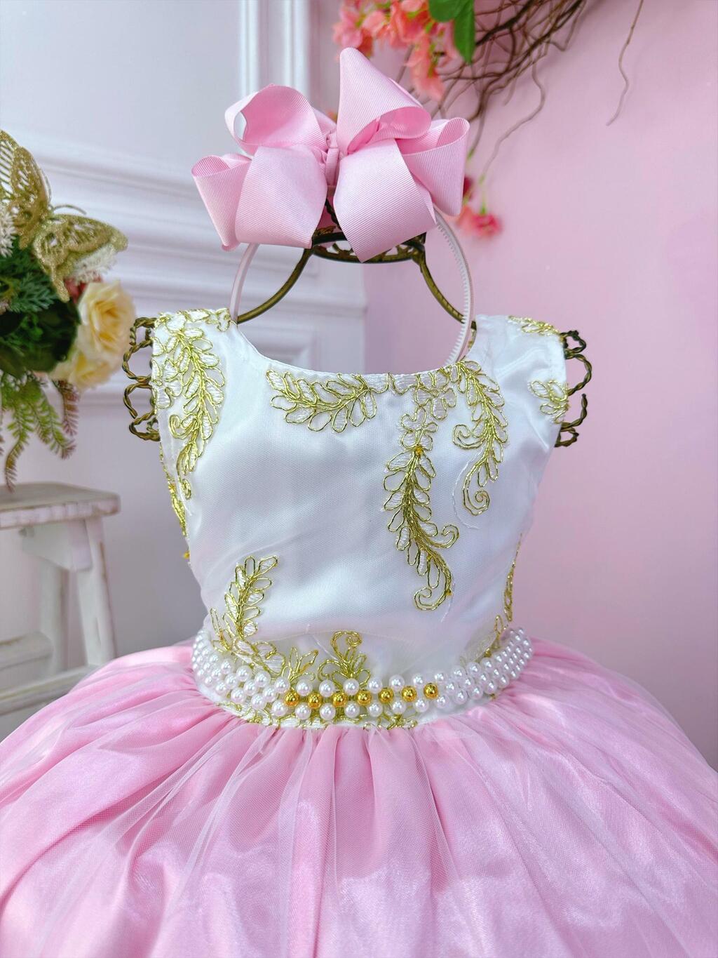 VESTIDO INFANTIL REALEZA LILÁS RENDA PÉROLAS PRINCESA LUXO