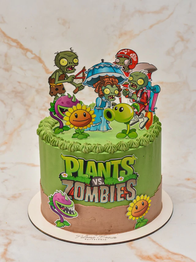 Plantas vs. Zombies cake. - Paloma Pastelería