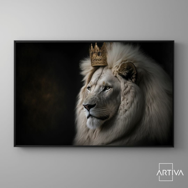 Quadro Leão Branco com Coroa 3