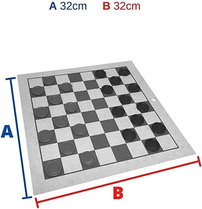 Jogo de Damas e Trilha 2 em 1 com 32cm