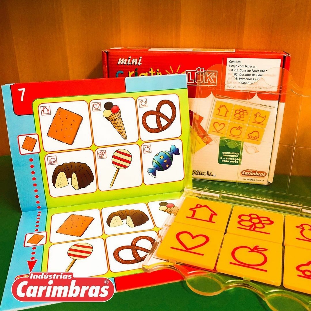 Kit Jogo Mini Criativo Luk + Blocos De Montar 120 Peças Carimbras