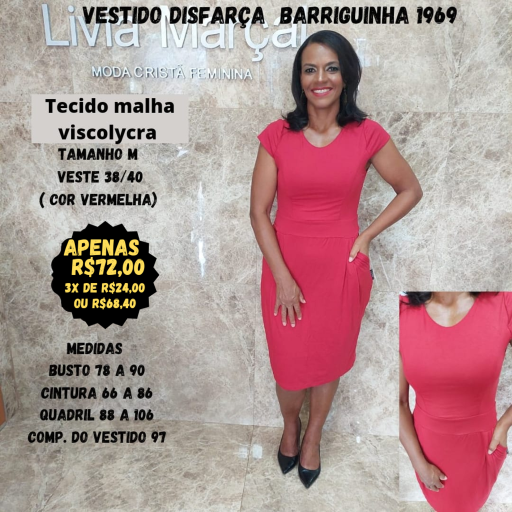 Vestido disfarça barriguinha 1969 Tamanho M Veste 38/40 ( vermelho)