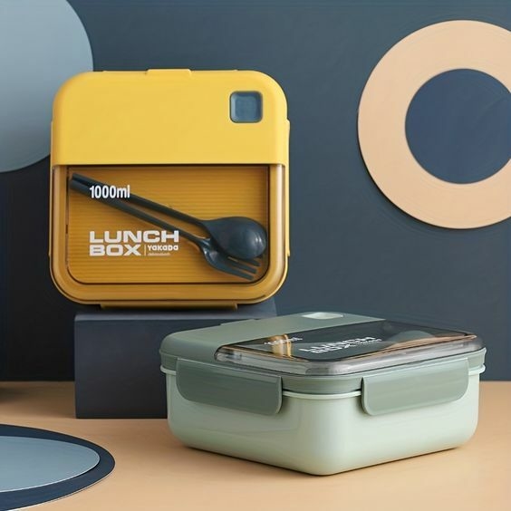 Lunchera- Lunch box cuadrara con cubiertos
