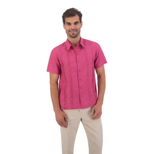 CAMISA GUAYABERA MANGA CORTA PARA HOMBRE CORTE REGULAR COLOR CARMINE MOD FARAJ CAMISA GUAYABERA MANGA CORTA PARA HOMBRE CORTE REGULAR COLOR CARMINE MOD FARAJ