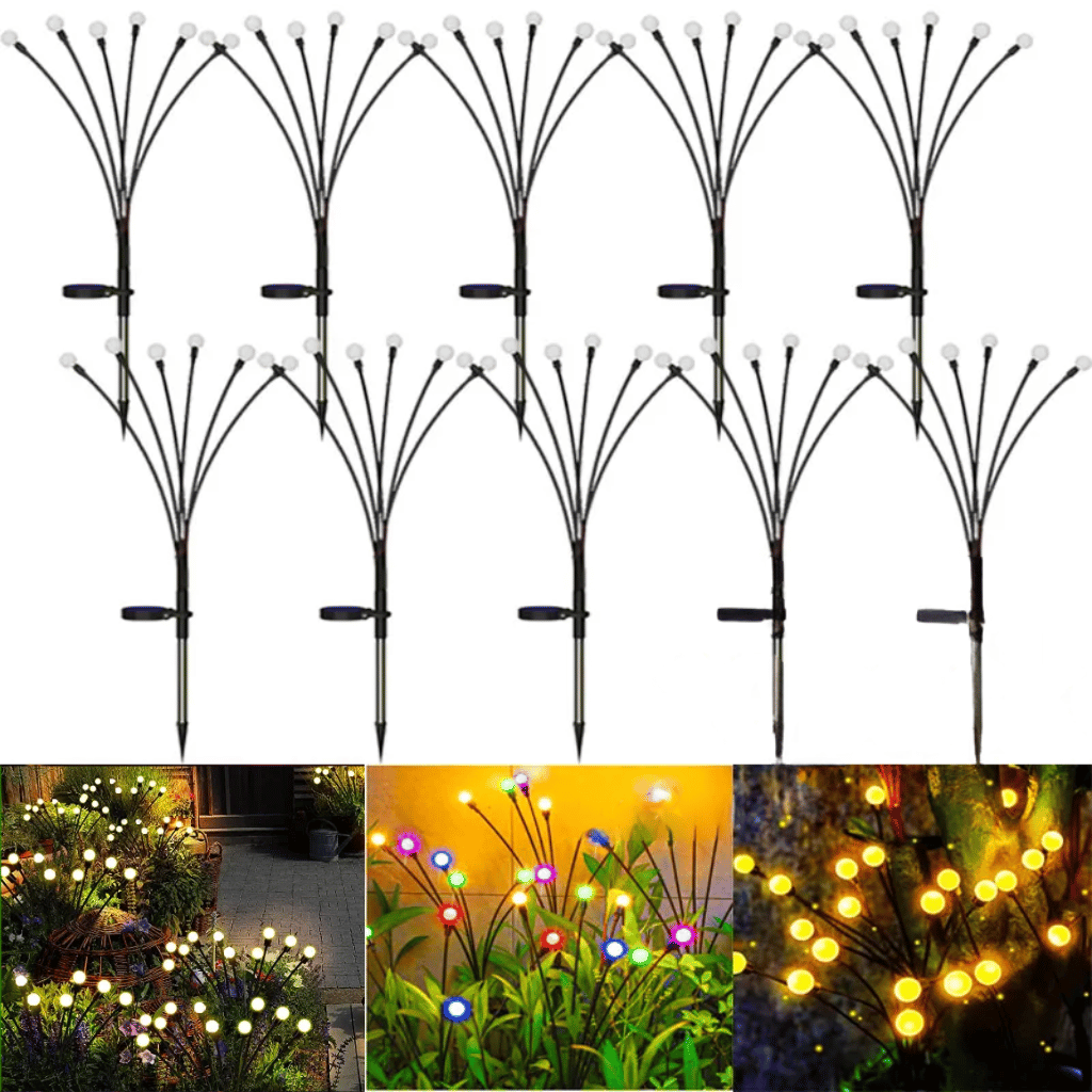 Lâmpadas de Jardim Estilo Vagalume 6/8/10 Leds