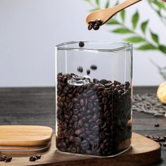 Contenedor Recipiente Hermético Vidrio-bambú-cuchara 1200ml - tienda online