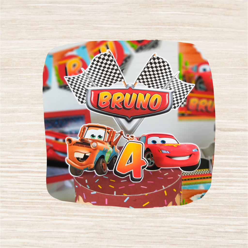 Topo de Bolo Personalizado, Tema: Carros