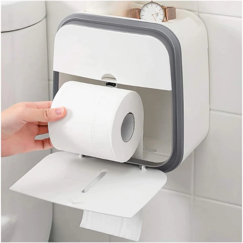 Soporte de papel higiénico de doble capa, resistente al agua, sin perforación