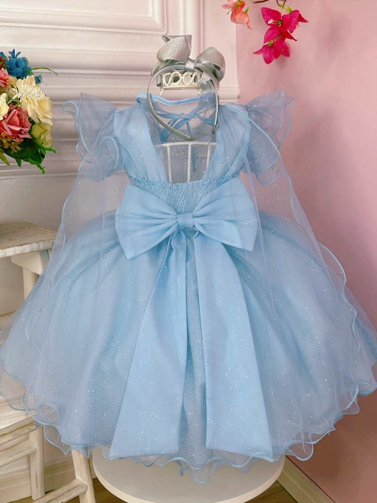 Vestido Infantil Frozen Elsa e Anna Verde Tiffany Strass - Fabuloso Ateliê