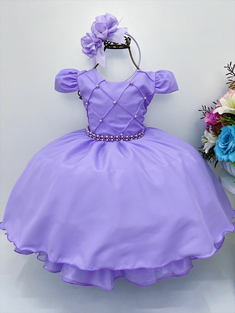 Vestido Princesa Sofia luxo aniversario temático com saiote tule