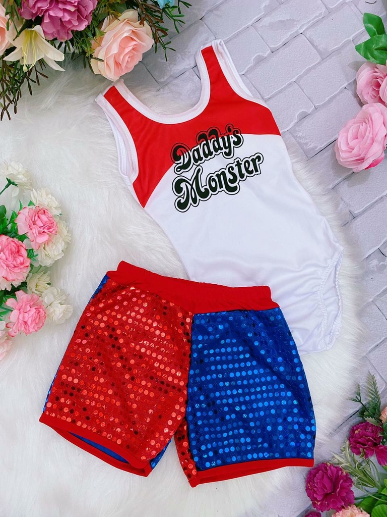 Fantasia Arlequina Short Infantil