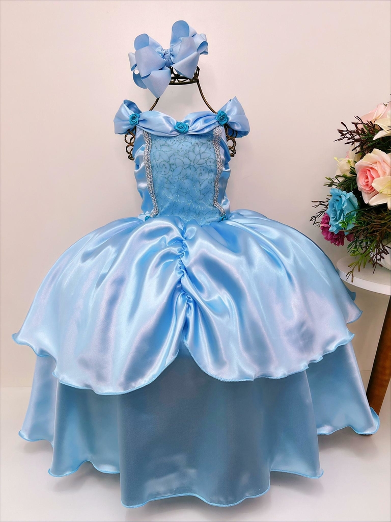 Vestido Infantil Princesa Cinderela Filme Brilho