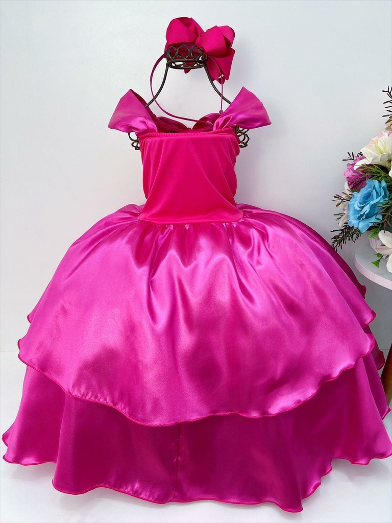 FANTASIA PRINCESA BELA ADORMECIDA VESTIDO AURORA ROSA LUXO