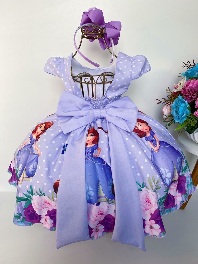 vestido infantil princesa Sofia lilás