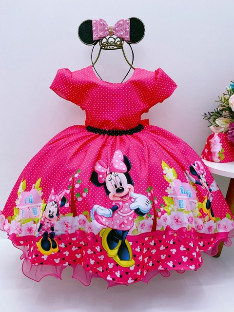 VESTIDO INFANTIL PRINCESA FESTA DA BARBIE PINK PEITO GLITTER