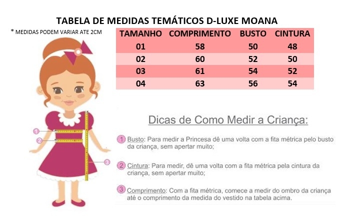 Vestido Infantil Temático Moana Baby Luxo