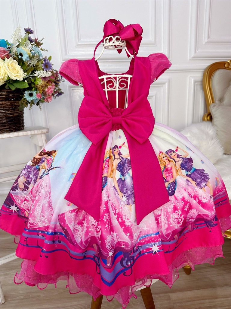 Vestido Luxo Temático Infantil Festa Barbie fashion