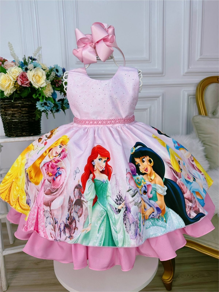 Vestido Infantil Princesa Sofia Lilás C/ Cinto De Pérolas